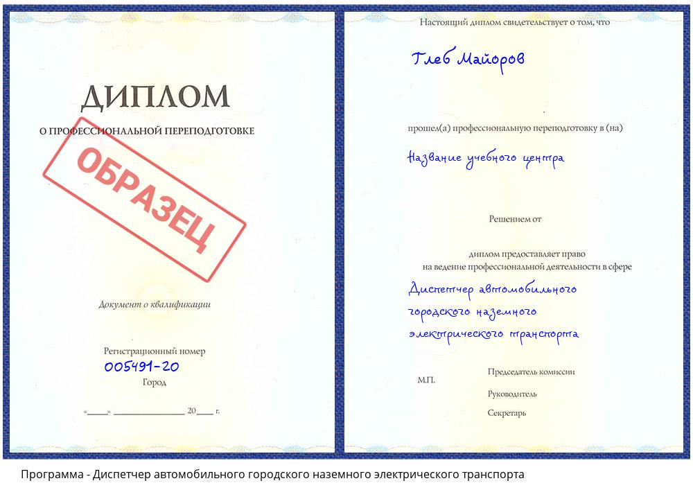 Диспетчер автомобильного городского наземного электрического транспорта Осинники