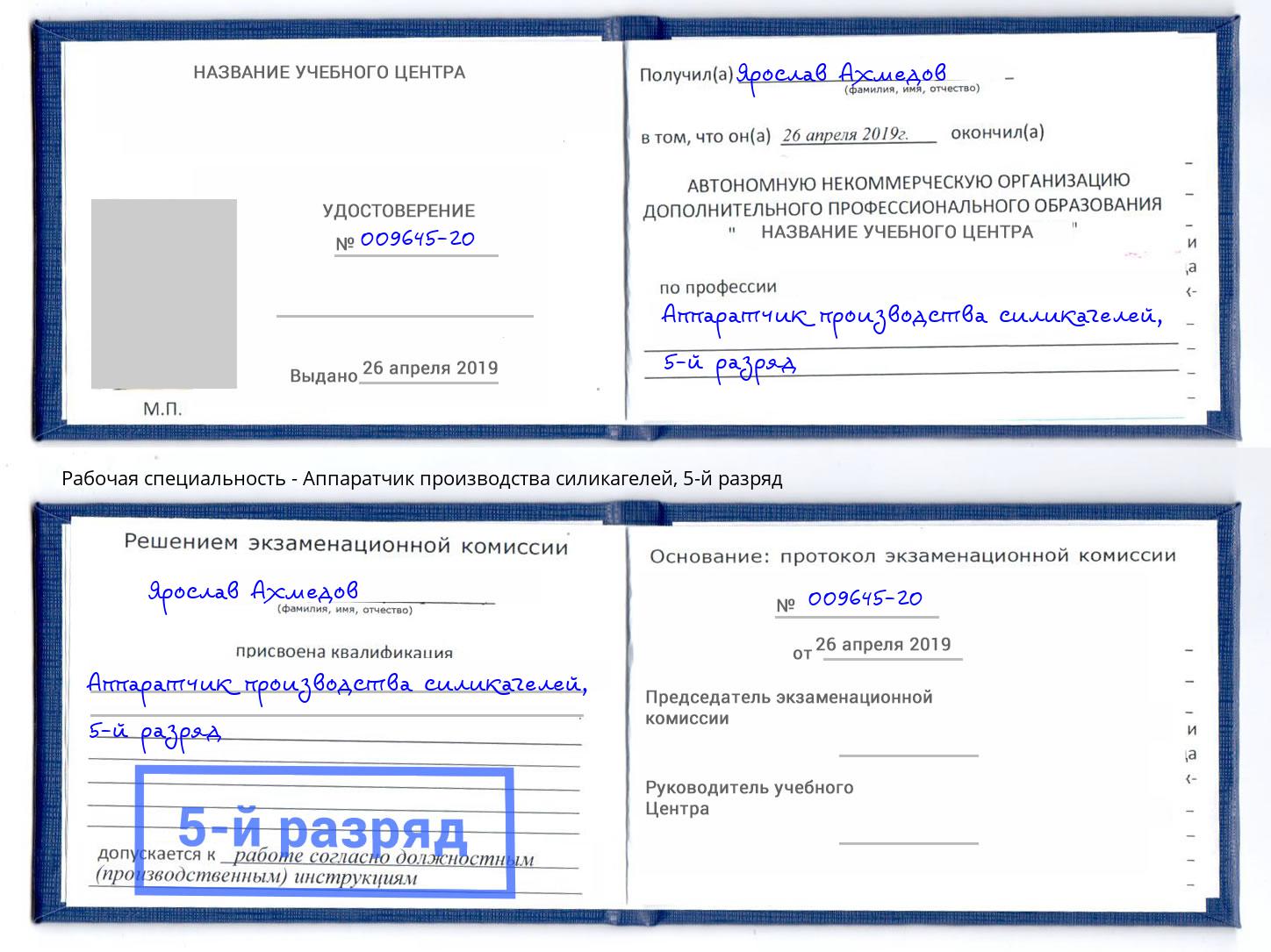 корочка 5-й разряд Аппаратчик производства силикагелей Осинники