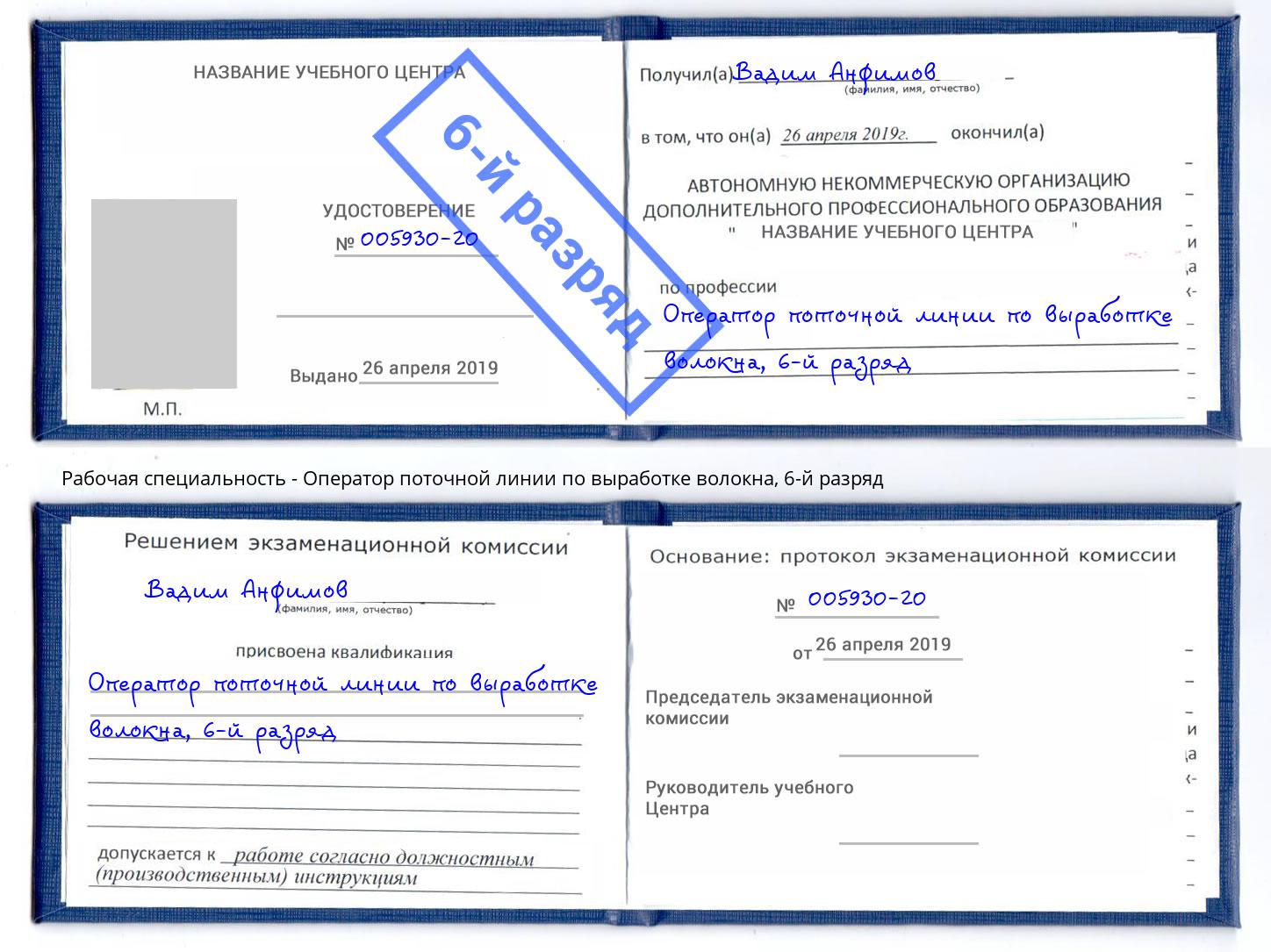 корочка 6-й разряд Оператор поточной линии по выработке волокна Осинники